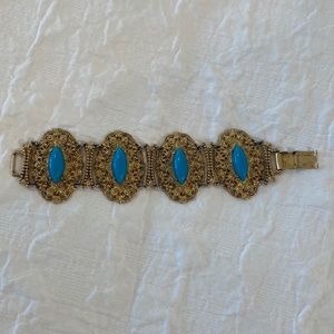 Vintage Turquoise and Gold Statement Bracelet